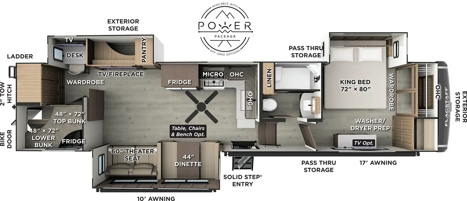 Flagstaff Classic Fifth Wheels 405CBH Floorplan